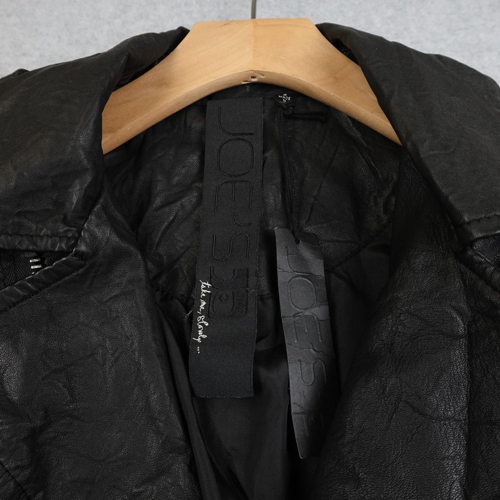 JOES Sheep Leather Jacket Black Biker Moto Zippered Women's Small Cropped Punk - Picture 7 of 16